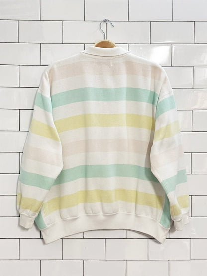 vintage 90s MTX striped collared boxy sweatshirt | mid town express - good market thrift store