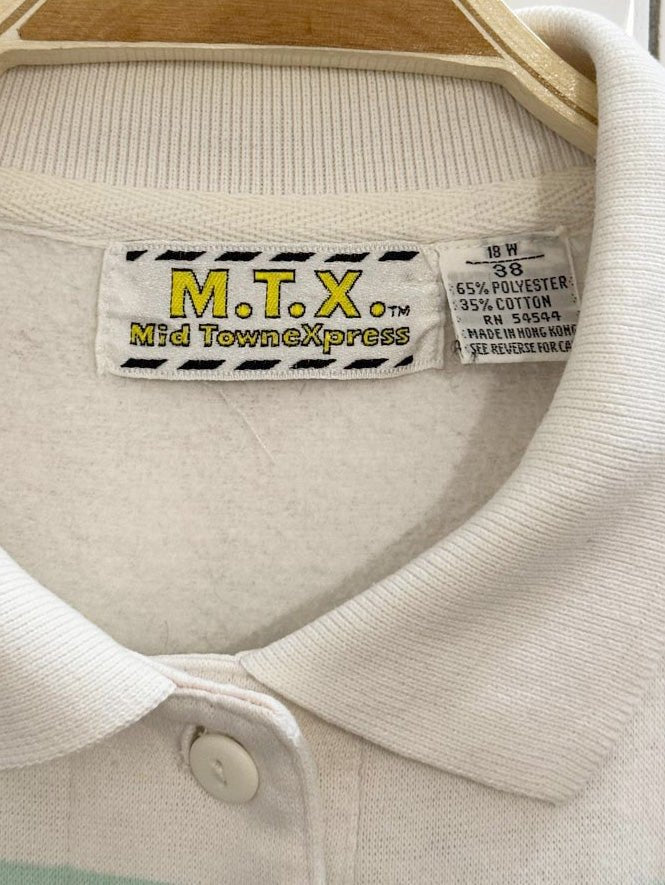 vintage 90s MTX striped collared boxy sweatshirt | mid town express - good market thrift store