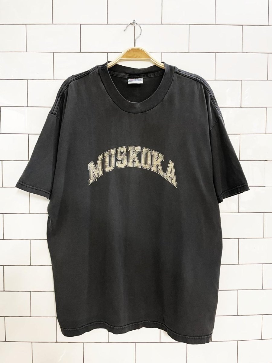 vintage 90s muskoka collegiate spell out | hanes beefy tee - good market thrift store