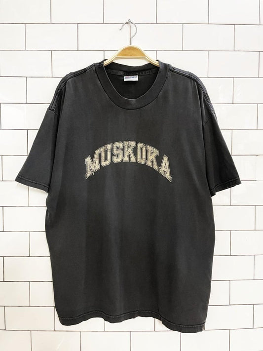 vintage 90s muskoka collegiate spell out | hanes beefy tee - good market thrift store