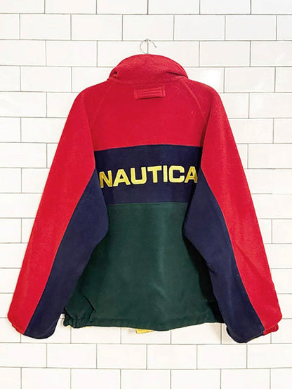 vintage 90s nautica fleece nylon reversible yacht jacket - good market thrift store