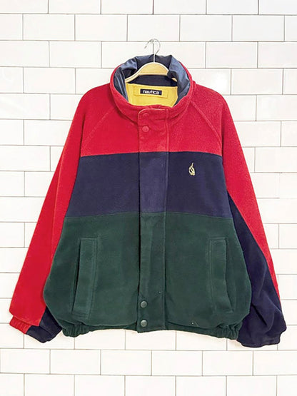 vintage 90s nautica fleece nylon reversible yacht jacket - good market thrift store