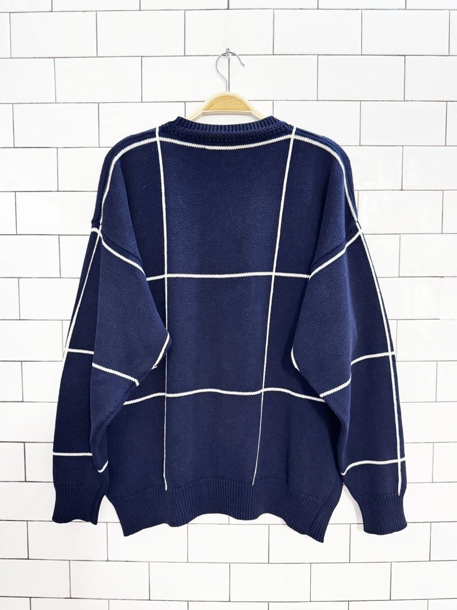 vintage 90s nautica windowpane knit sweater - good market thrift store