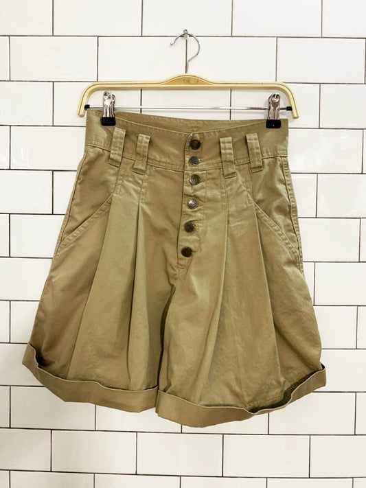 vintage 90s neutral zone pleated button fly safari shorts | made in usa - good market thrift store