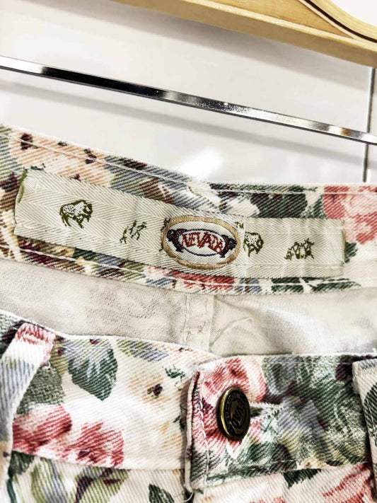 vintage 90s nevada floral denim cuffed shorts | made in canada - good market thrift store