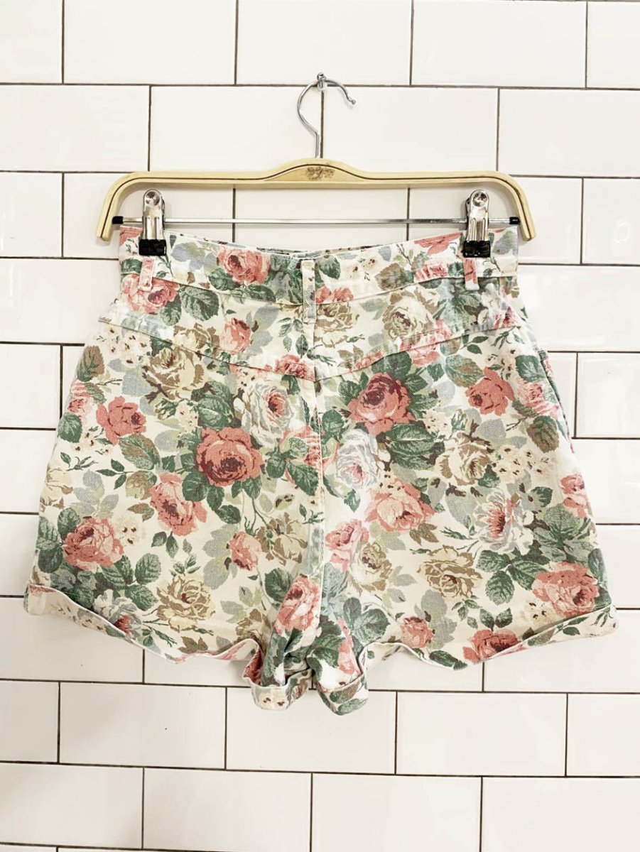 vintage 90s nevada floral denim cuffed shorts | made in canada - good market thrift store