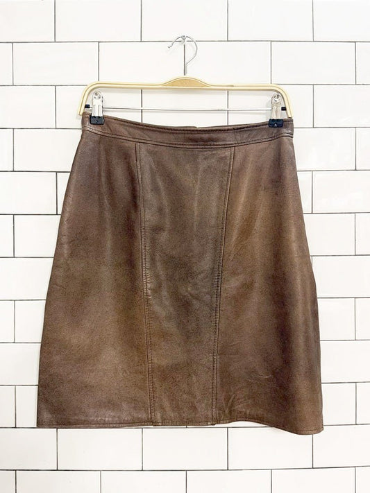 vintage 90s new line soft leather mini skirt - good market thrift store