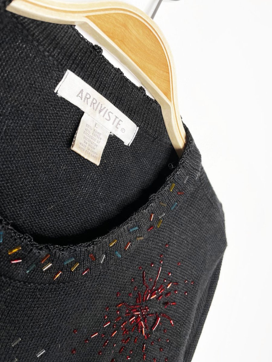 vintage 90s new years time square NYC hand - beaded sweater | arriviste - good market thrift store