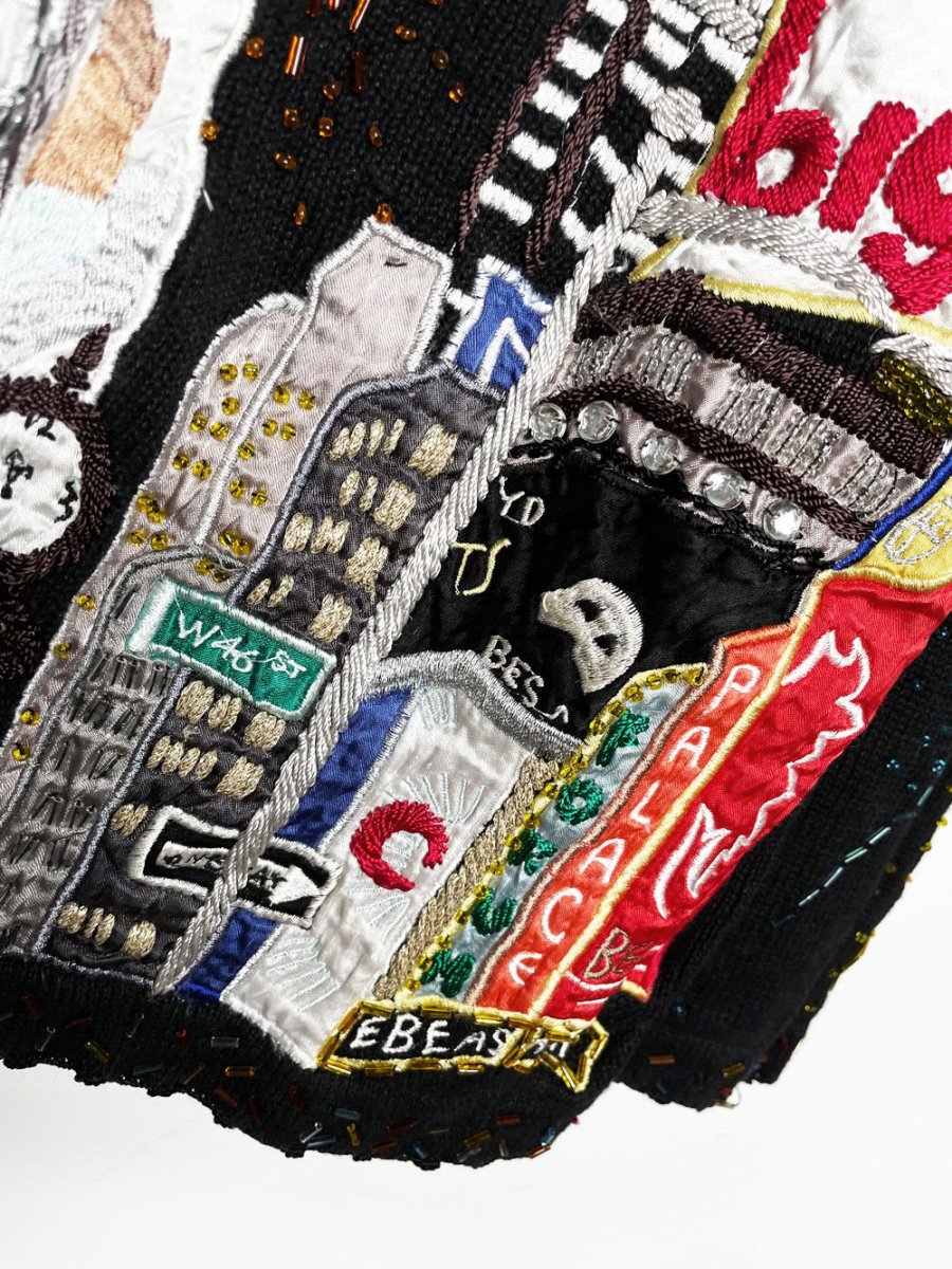 vintage 90s new years time square NYC hand - beaded sweater | arriviste - good market thrift store