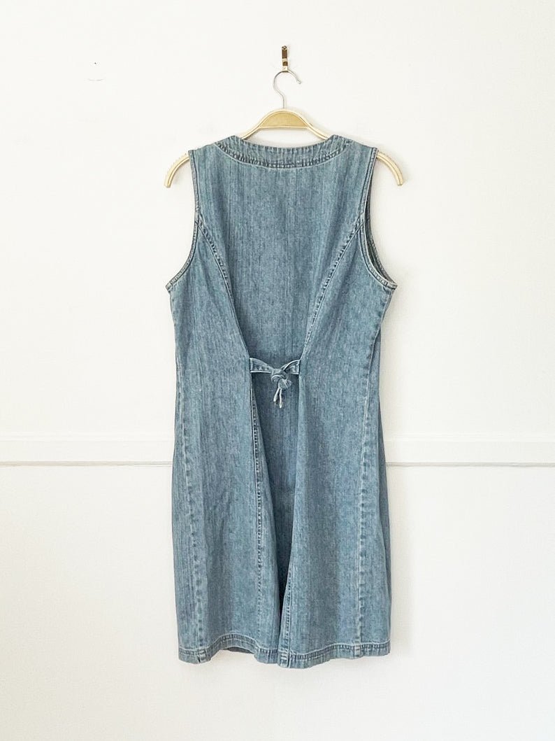 vintage 90s new york jeans full button denim mini dress - good market thrift store
