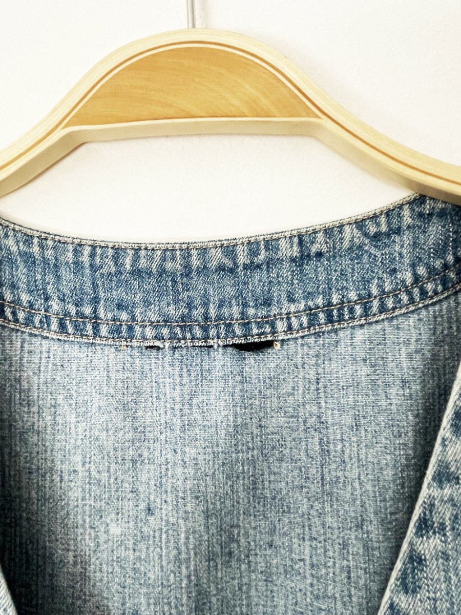 vintage 90s new york jeans full button denim mini dress - good market thrift store