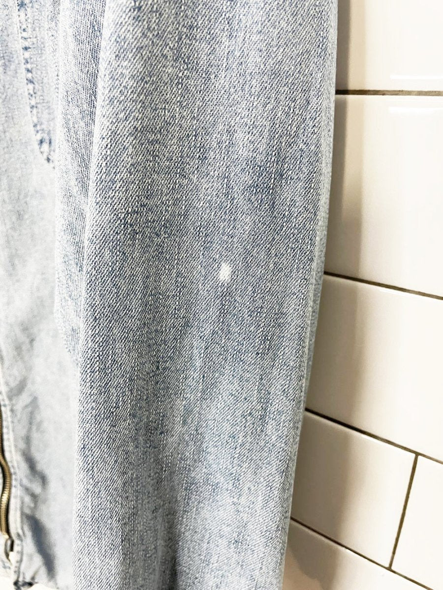 vintage 90s new york jeans soft light denim full zip chore jacket - good market thrift store