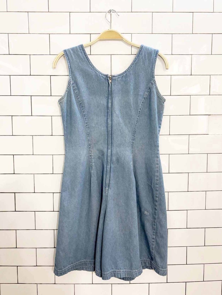 vintage 90s newport news tie front denim romper - good market thrift store