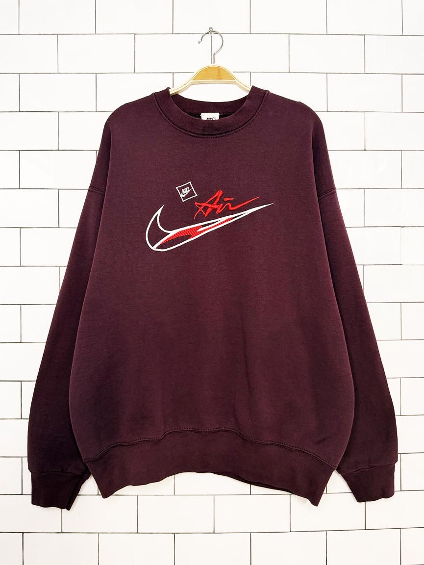 vintage 90s nike air embroidered big swoosh sweatshirt | made in USA - good market thrift store