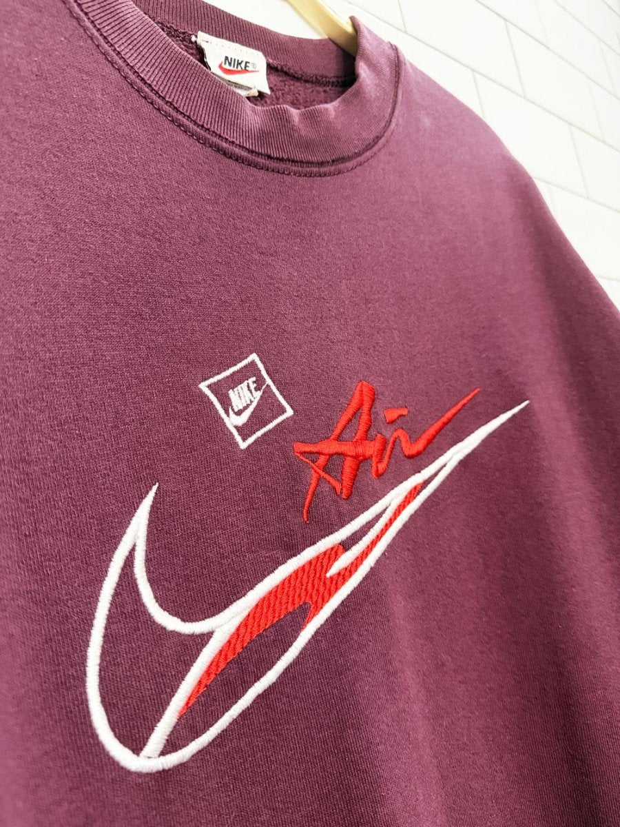 vintage 90s nike air embroidered big swoosh sweatshirt | made in USA - good market thrift store