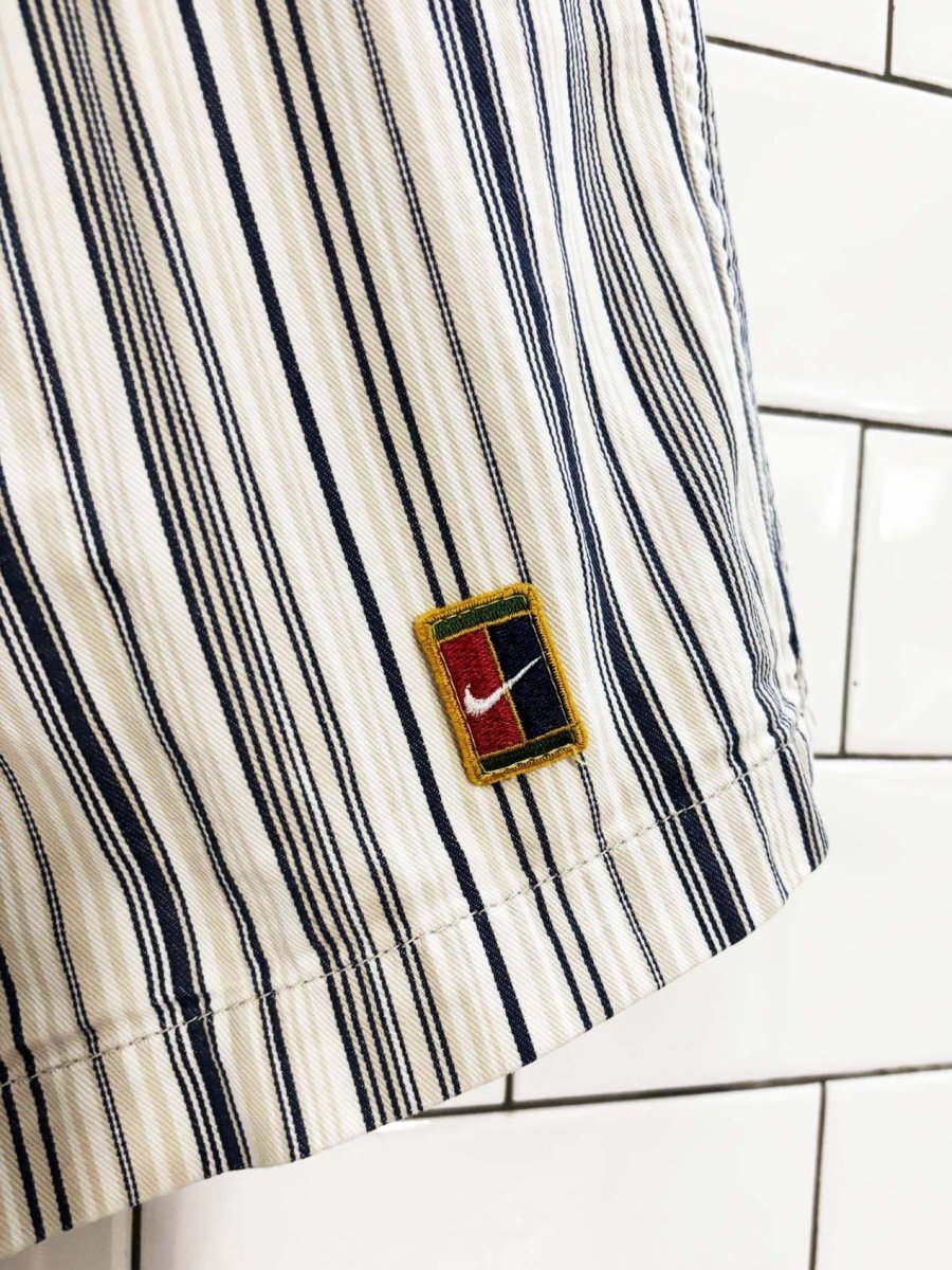vintage 90s nike challenge court agassi two tone stripe shorts - good market thrift store