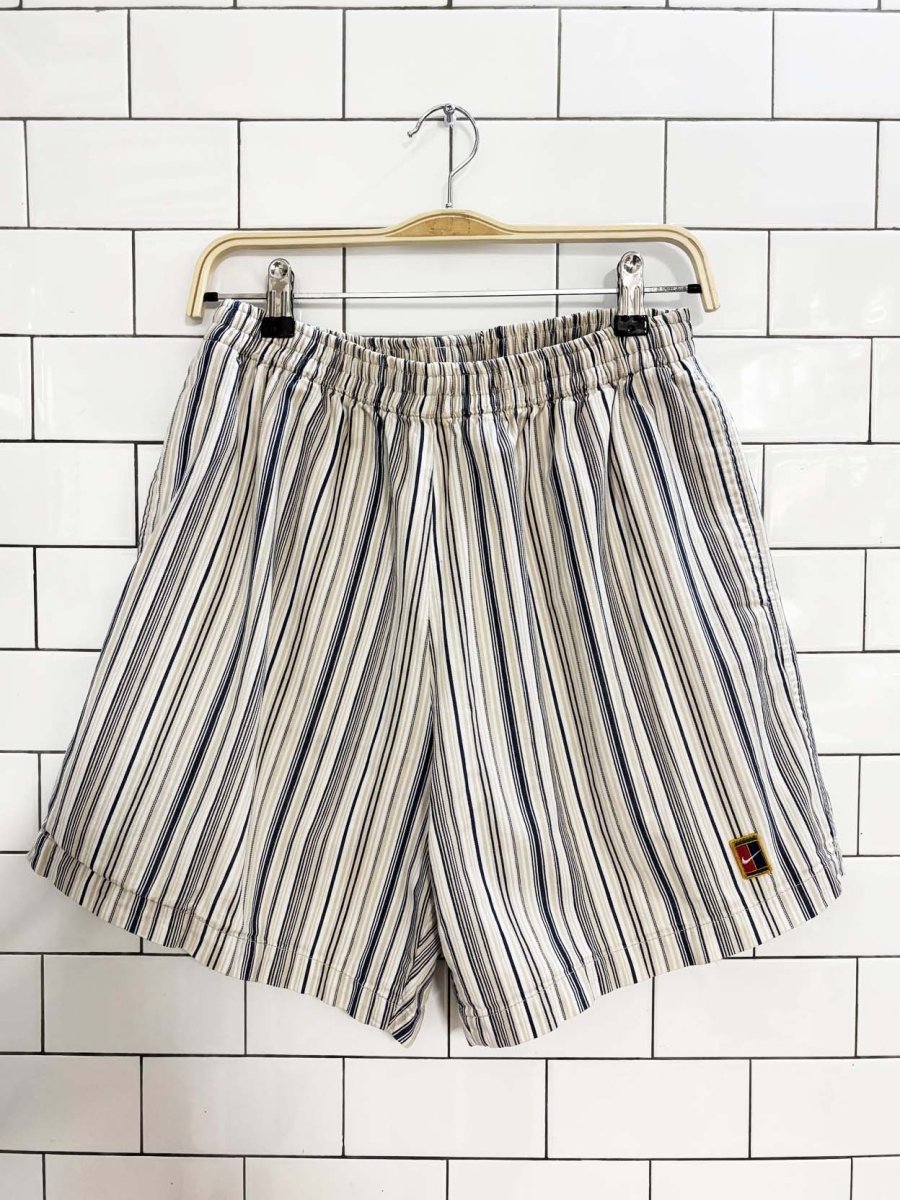 vintage 90s nike challenge court agassi two tone stripe shorts - good market thrift store