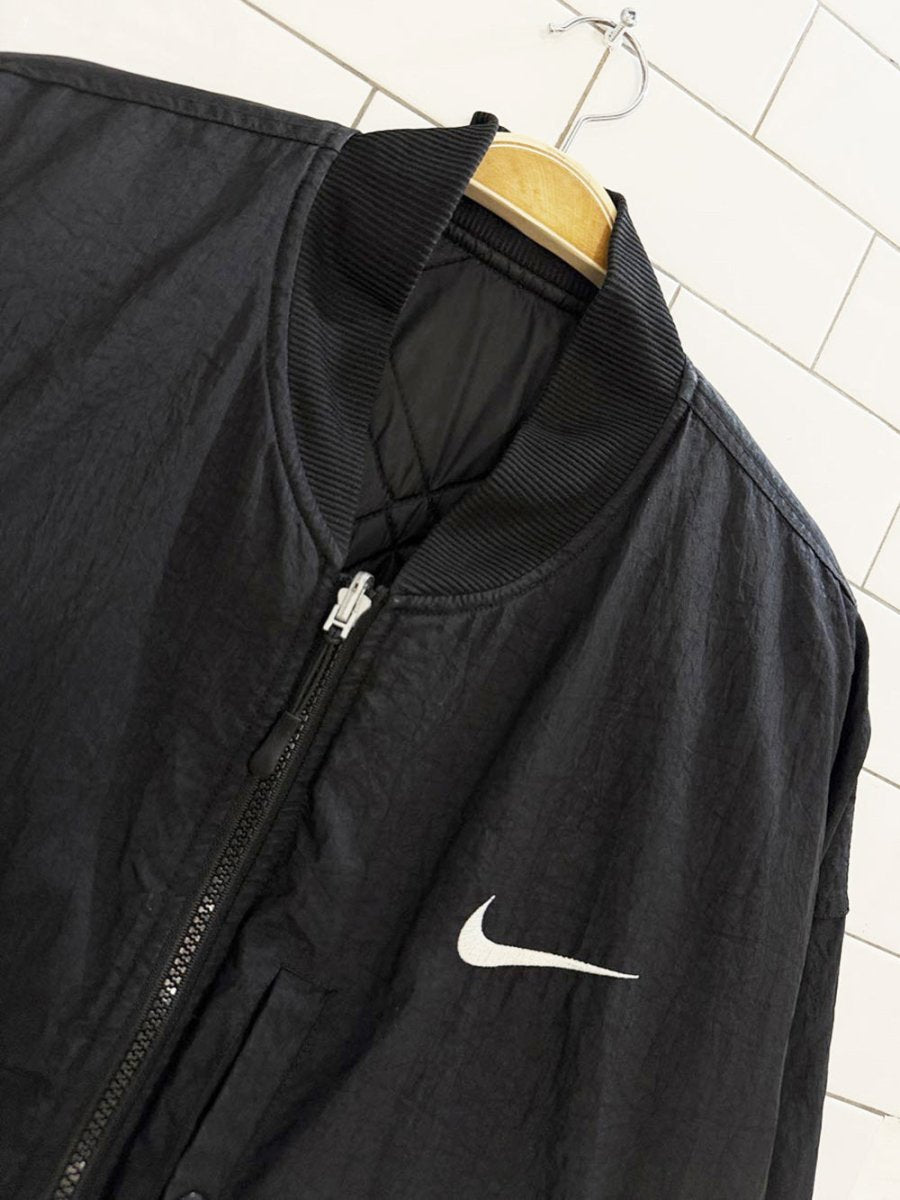 vintage 90s nike check reversible quilted bomber jacket - good market thrift store