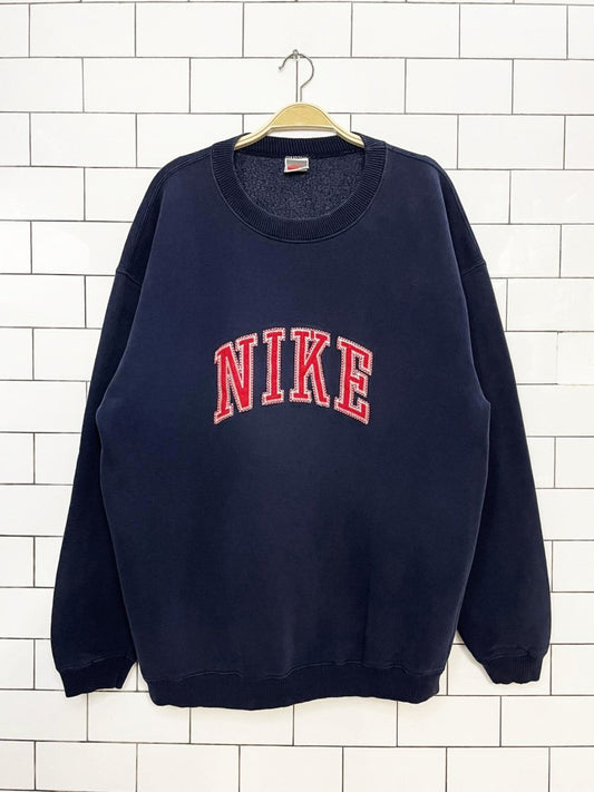 vintage 90s nike contrast stitch spell out sweatshirt | made in canada - good market thrift store