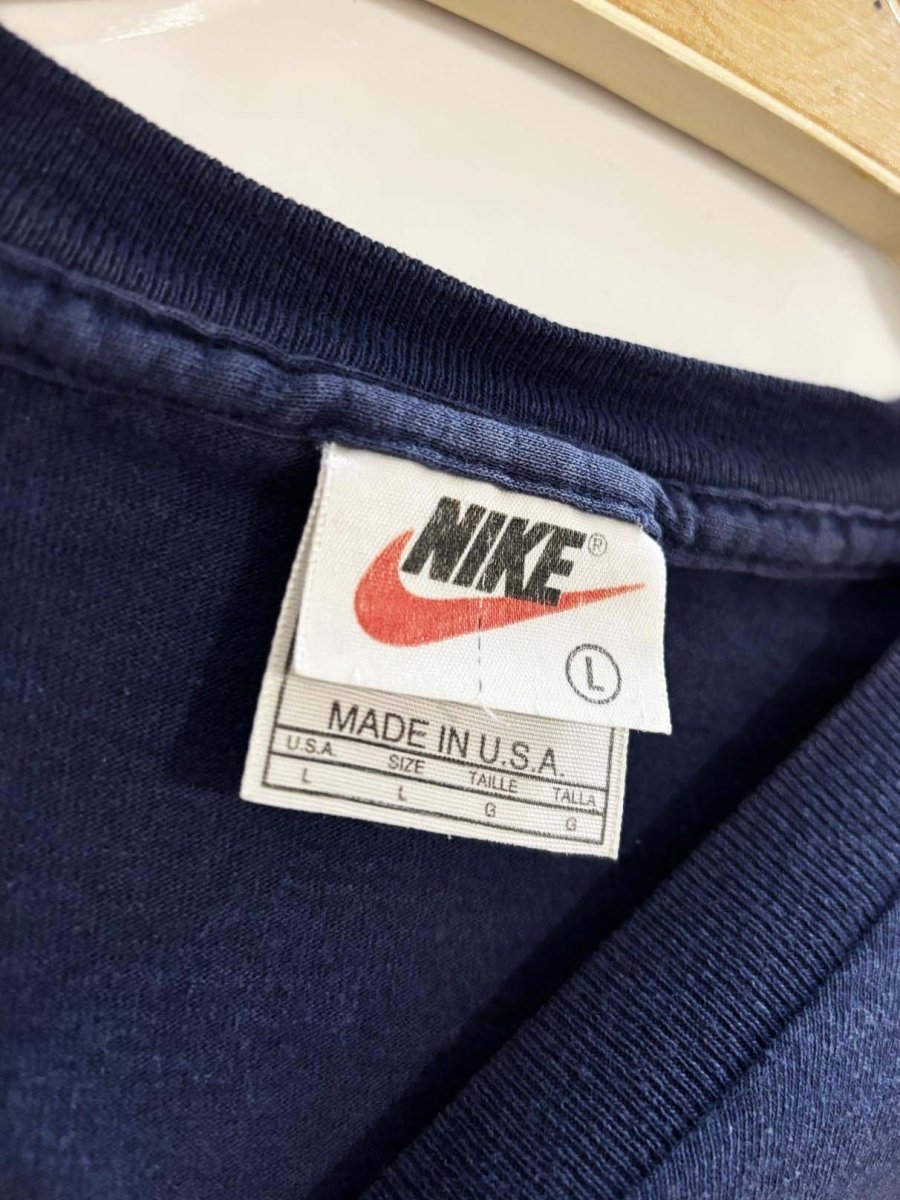vintage 90s nike embroidered swoosh logo t shirt | made in usa - good market thrift store