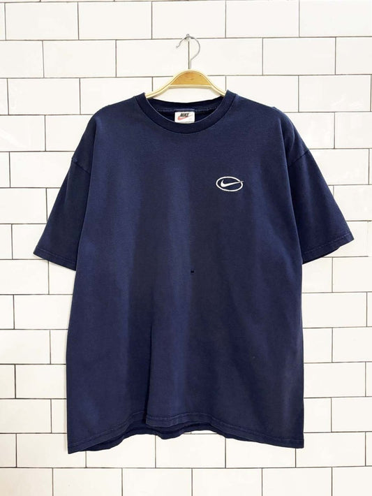 vintage 90s nike embroidered swoosh logo t shirt | made in usa - good market thrift store