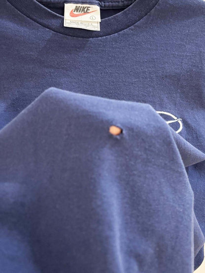 vintage 90s nike embroidered swoosh logo t shirt | made in usa - good market thrift store