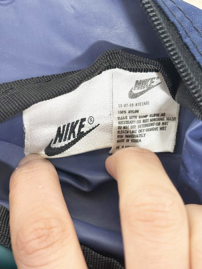 vintage 90s nike two - tone canvas fanny pack - good market thrift store