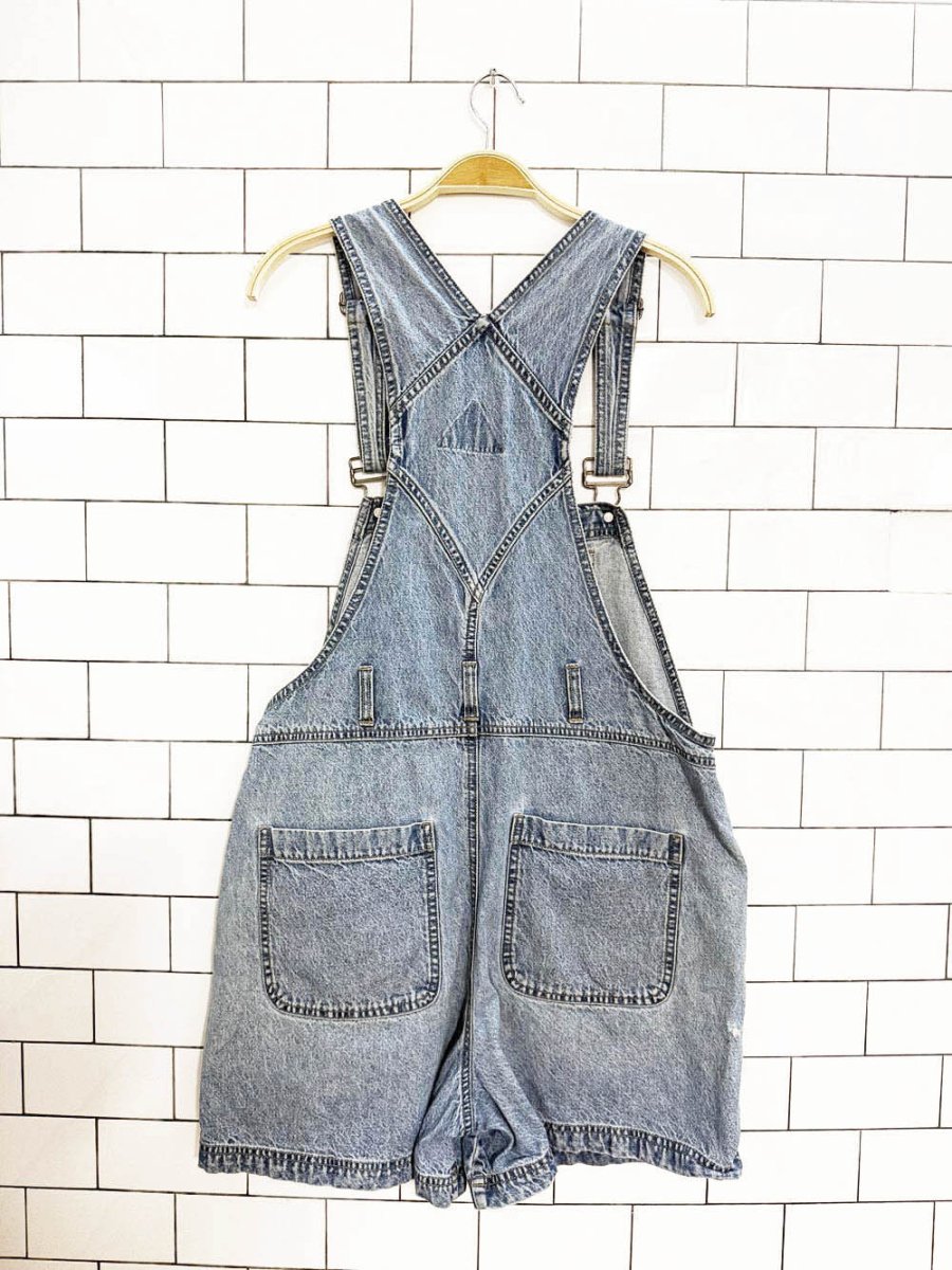 vintage 90s no boundaries embroidered butterfly denim overall shorts - good market thrift store