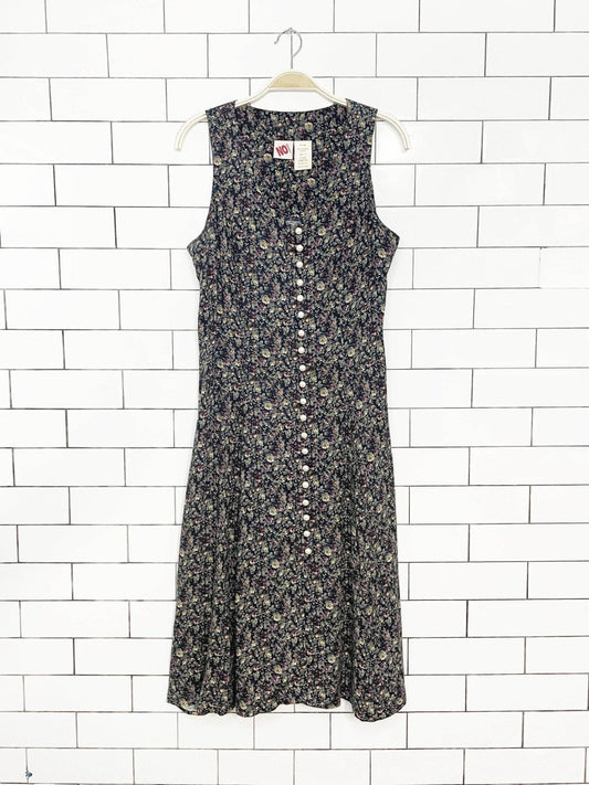 vintage 90s no boundaries pearl-button corset back micro floral maxi dress - good market thrift store
