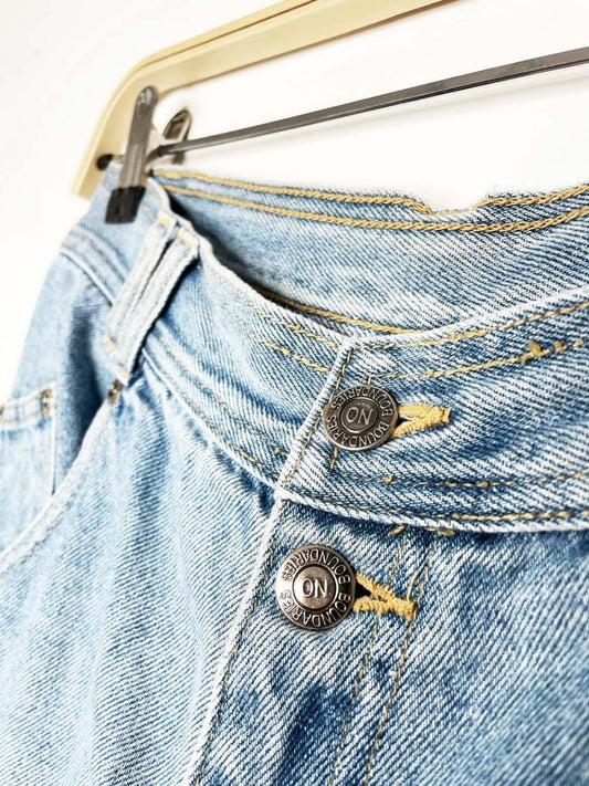 vintage 90s no boundaries two button denim shorts - good market thrift store