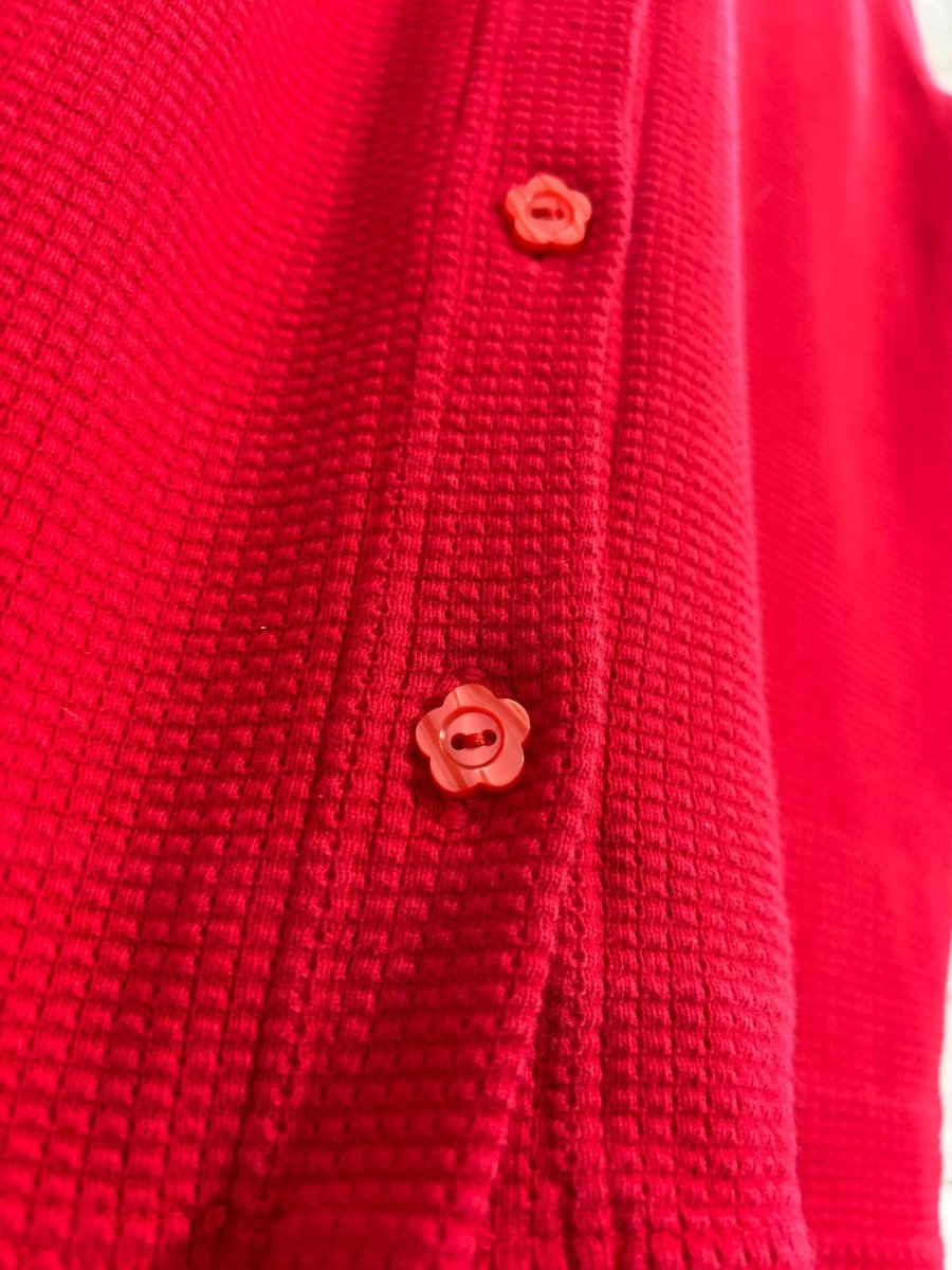 vintage 90s non fiction waffle knit flower button cardigan - good market thrift store