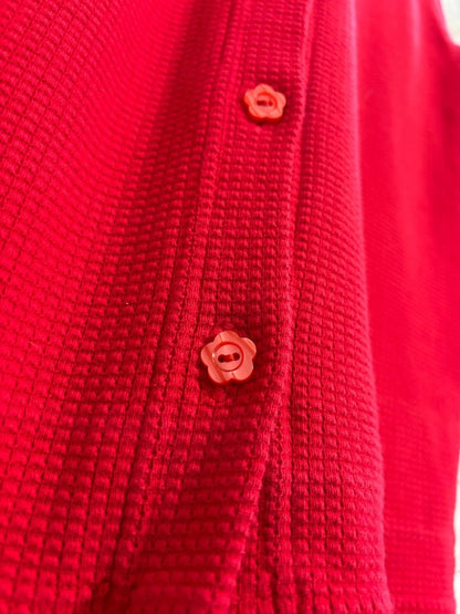 vintage 90s non fiction waffle knit flower button cardigan - good market thrift store