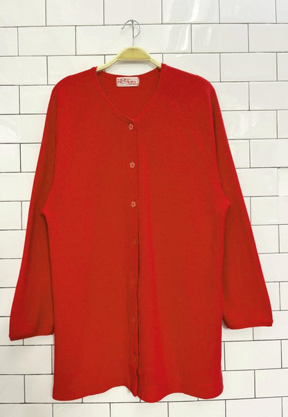 vintage 90s non fiction waffle knit flower button cardigan - good market thrift store