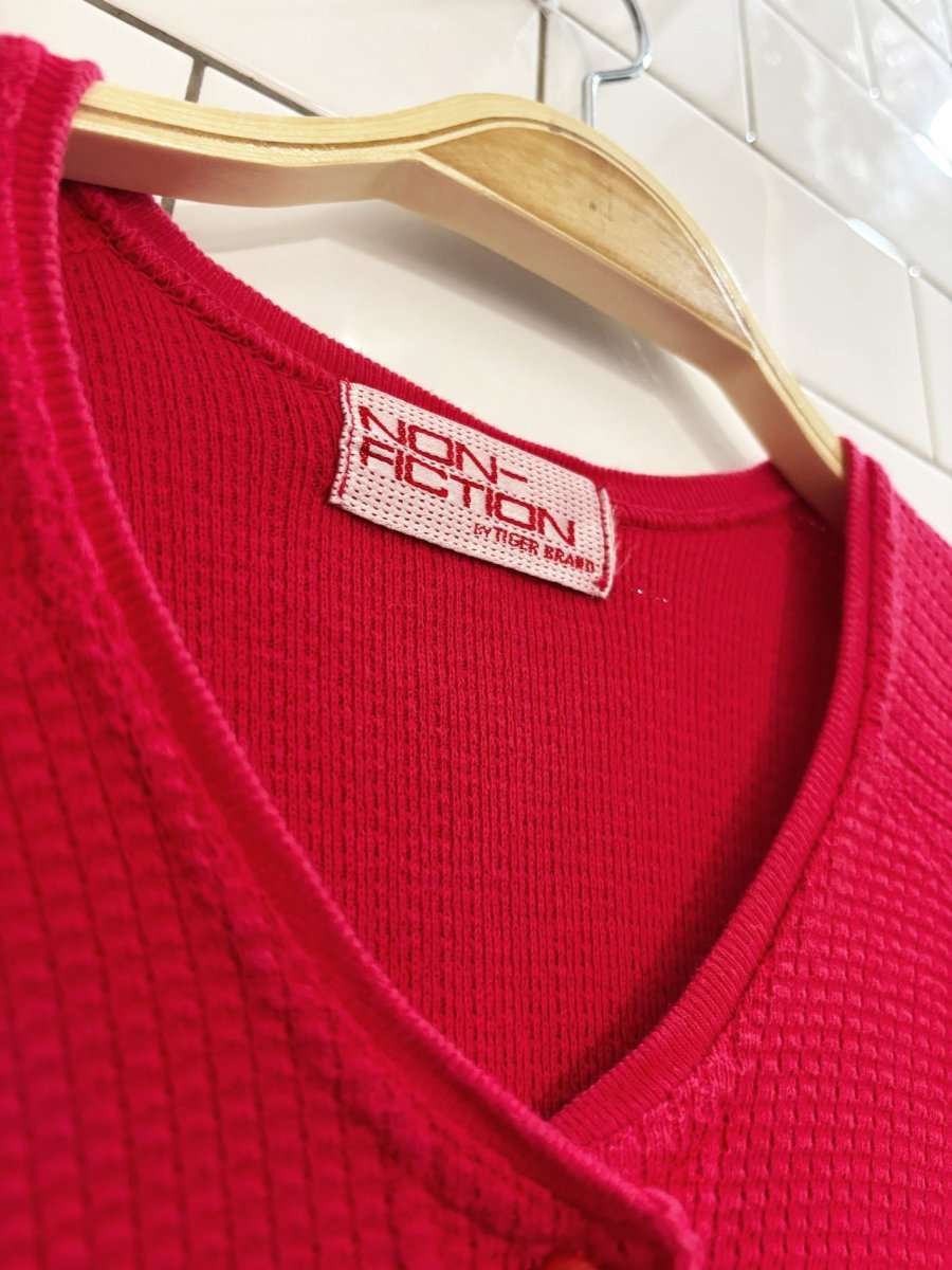 vintage 90s non fiction waffle knit flower button cardigan - good market thrift store