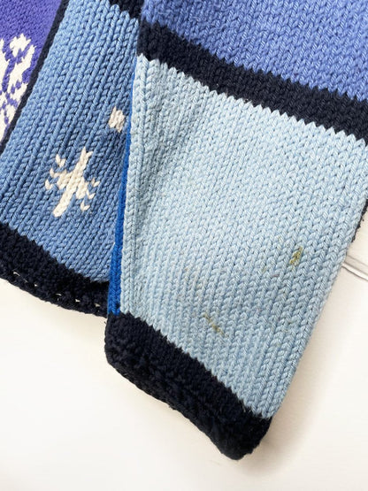 vintage 90s norm thompson snowflake patchwork knit cardigan - good market thrift store
