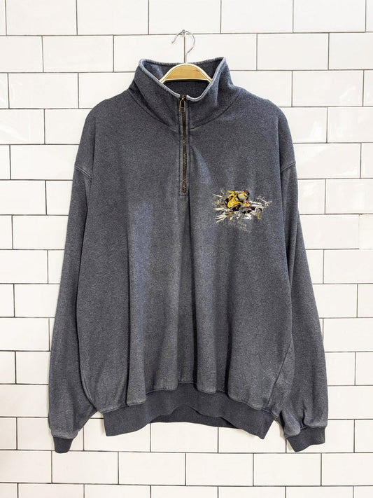 vintage 90s northern elements ski - doo embroidered quarter zip sweatshirt - good market thrift store