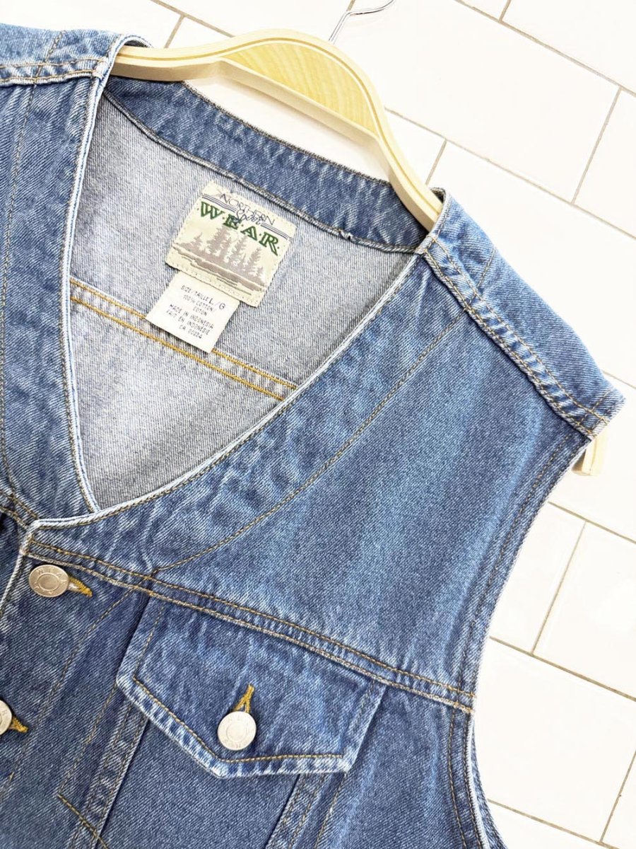 vintage 90s northern spirit wear full button denim vest - good market thrift store