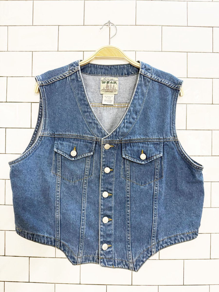 vintage 90s northern spirit wear full button denim vest - good market thrift store