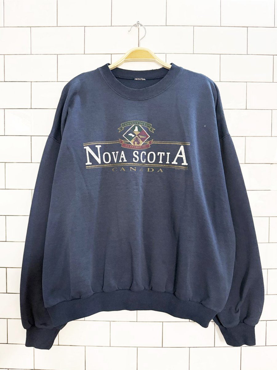 vintage 90s nova scotia graphic sweatshirt | canada's ocean playground - good market thrift store