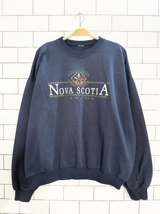 vintage 90s nova scotia graphic sweatshirt | canada's ocean playground - good market thrift store
