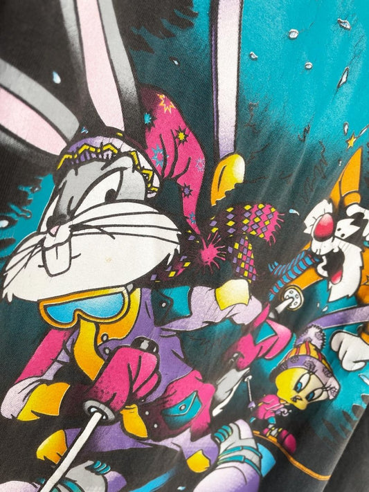 vintage 90s novel teez warner bros bugs + tweety ski oversized t-shirt dress | made in India - good market thrift store