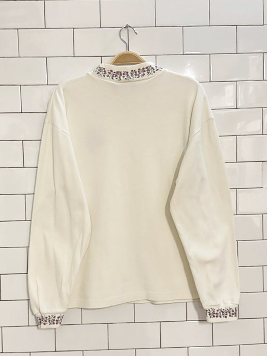 vintage 90s NR mock neck floral embroidered top | made in Canada - good market thrift store