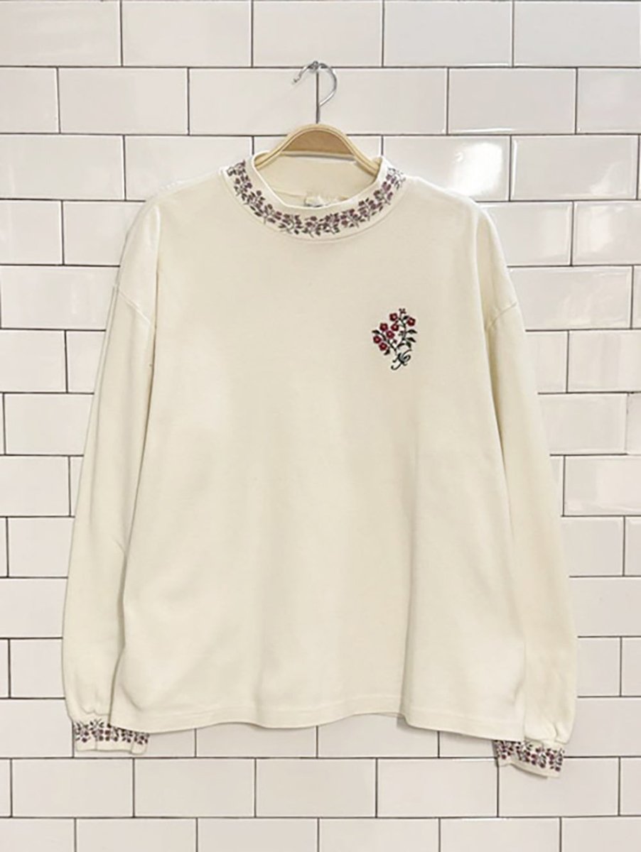 vintage 90s NR mock neck floral embroidered top | made in Canada - good market thrift store