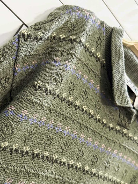 vintage 90s NR parkhurst floral stripe knit sweater | made in Canada | northern reflections - good market thrift store