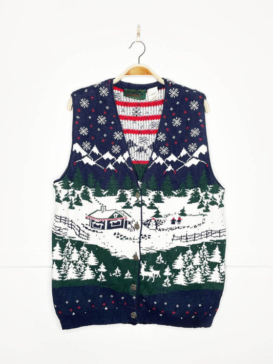 vintage 90s NR parkhurst holiday cabin knit vest | northern reflections - good market thrift store