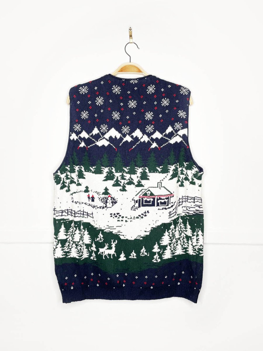 vintage 90s NR parkhurst holiday cabin knit vest | northern reflections - good market thrift store