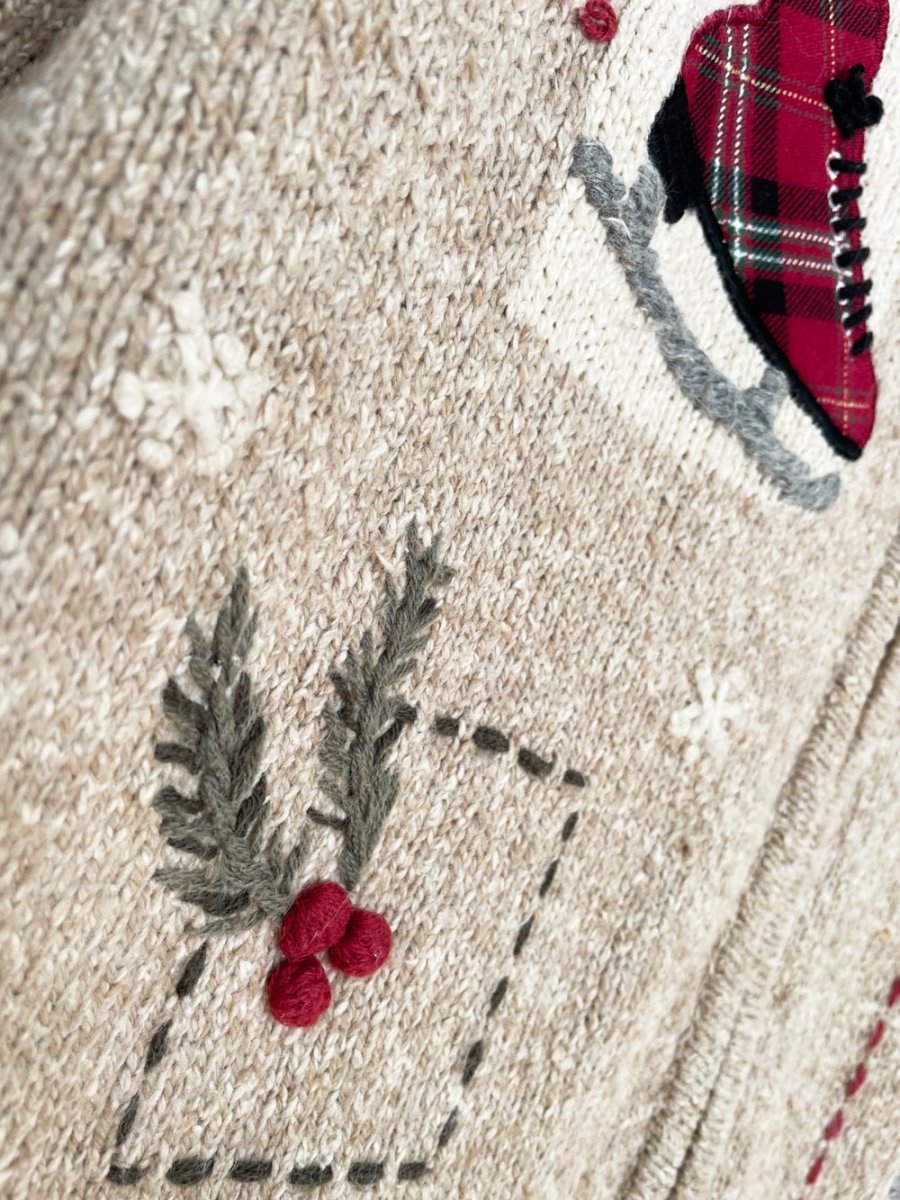 vintage 90s NR tartan skates + holly full zip knit cardigan | northern reflections - good market thrift store