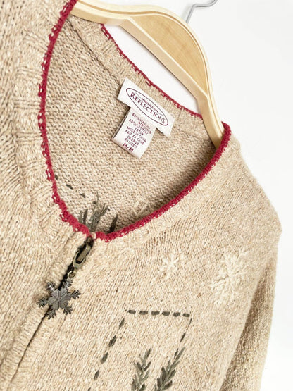 vintage 90s NR tartan skates + holly full zip knit cardigan | northern reflections - good market thrift store