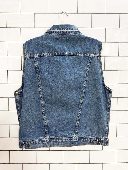 vintage 90s nuovo jeanswear denim vest | county seat - good market thrift store