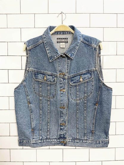 vintage 90s nuovo jeanswear denim vest | county seat - good market thrift store